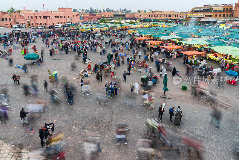 摩洛哥马拉喀什的Jemaa el-Fnaa城镇广场